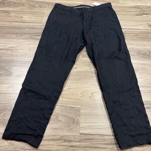 MANGO MNG SLIM FIT OYSTER 100% LINEN Black Trouser PANTS MENS 36x30 NWT